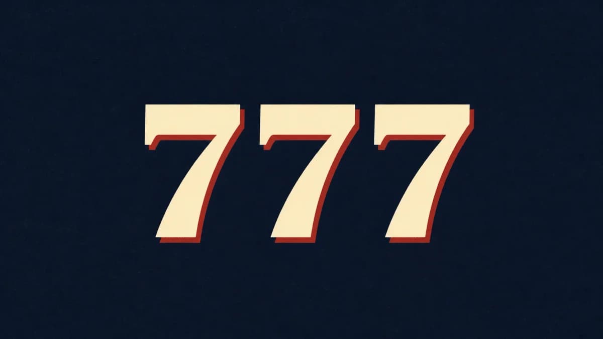 Three cream-colored sevens on a dark navy background