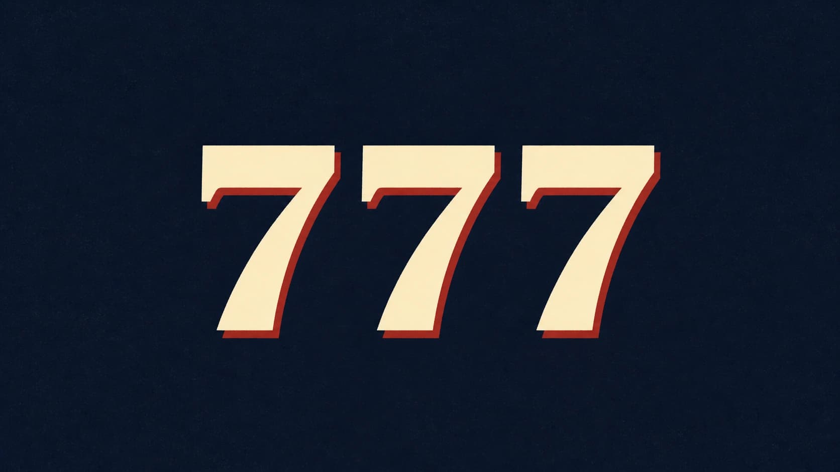 Three cream-colored sevens on a dark navy background