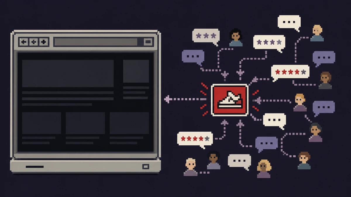 An 8-bit browser bypassed by a network of people and community reviews choosing a product